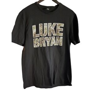 Luke Bryan Proud To Be Right Here Camo Graphic T Shirt Black Size L
